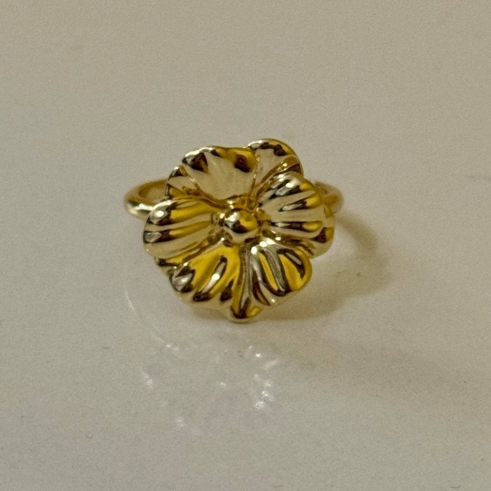 Gorjana New Size 8 18k Gold Plated Brass Statement Cocktail‎ Floral Camila Ring - Picture 6 of 7